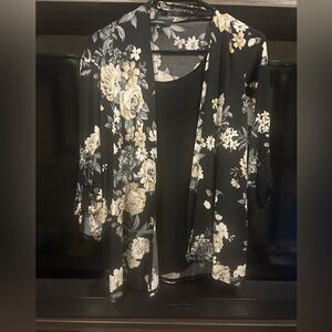 McCoy Black and Gray Floral Cardigan Shirt